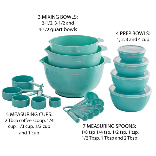 Professional 23 Piece Aqua Mix and Measure Baking Set