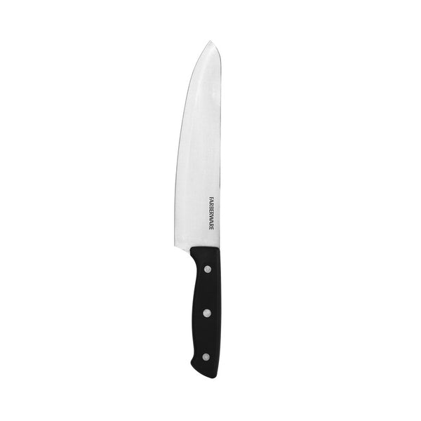 Classic 3 Piece Stamped Full Tang Triple Riveted Chef Knife Set with Black Handle