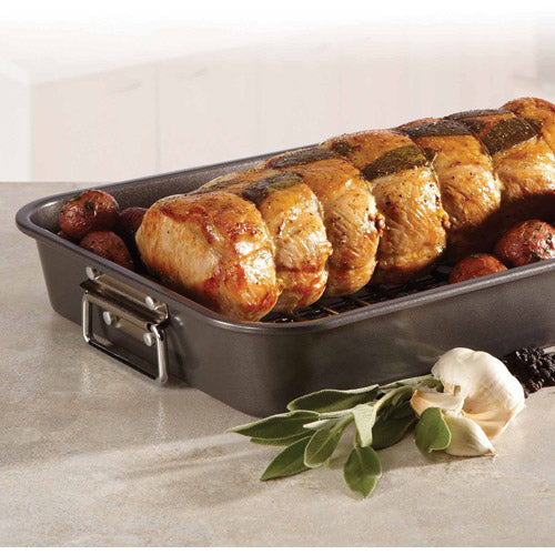 Bakeware 11" by 15" Roaster with Flat Rack