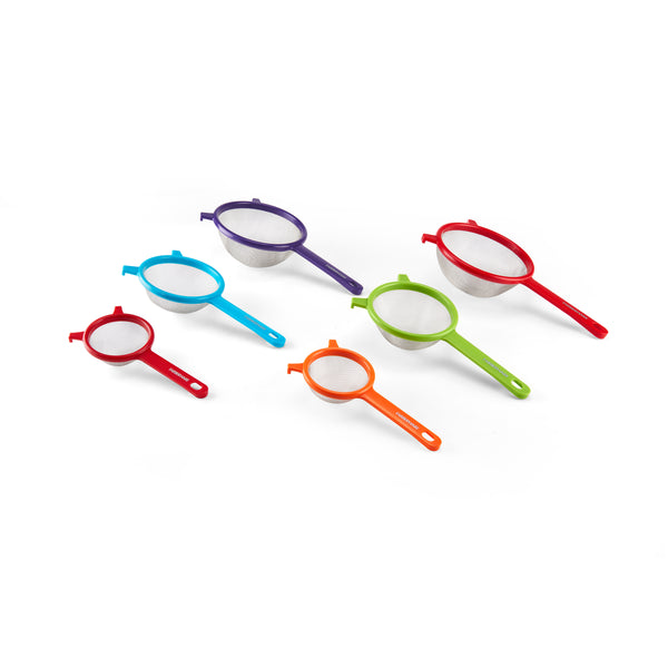 Professionals Red, Green & Orange or Purple, Aqua, & Red Strainer Set of 3