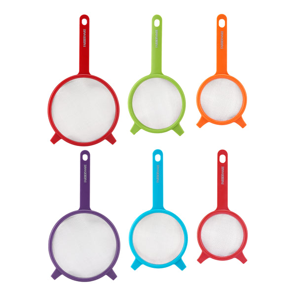 Professionals Red, Green & Orange or Purple, Aqua, & Red Strainer Set of 3
